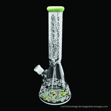 Farbmund Customized Farb Sandstrahldelaste Design High Borosilicat Glaswasserrohr mit klarer Schüssel und Abwärtsstamm